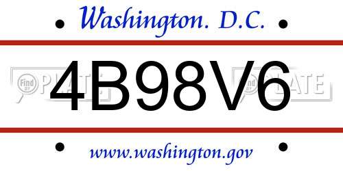 4B98V6 District Of Columbia License Plate