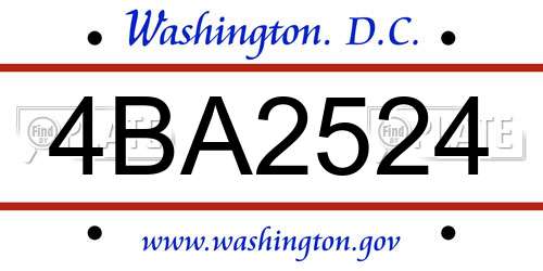 4BA2524 District Of Columbia License Plate