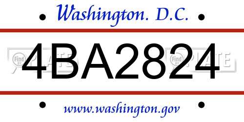 4BA2824 District Of Columbia License Plate