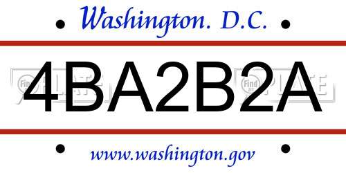 4BA2B2A District Of Columbia License Plate