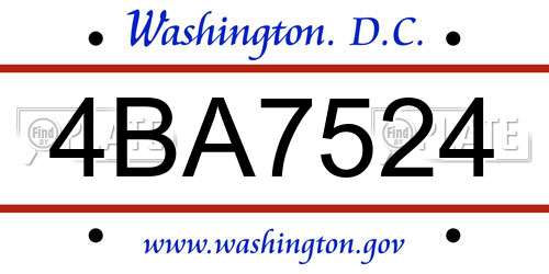 4BA7524 District Of Columbia License Plate