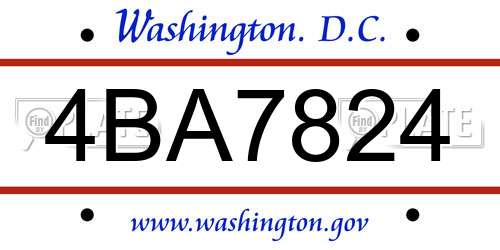 4BA7824 District Of Columbia License Plate