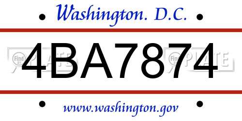 4BA7874 District Of Columbia License Plate