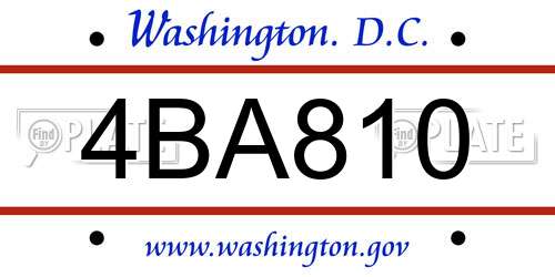 4BA810 District Of Columbia License Plate