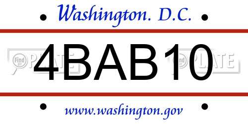 4BAB10 District Of Columbia License Plate
