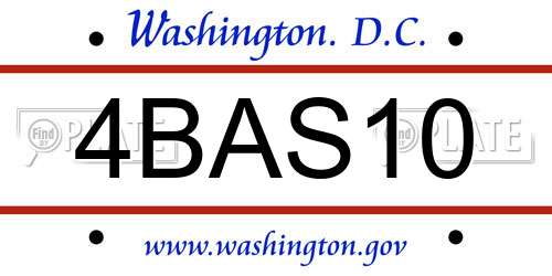 4BAS10 District Of Columbia License Plate