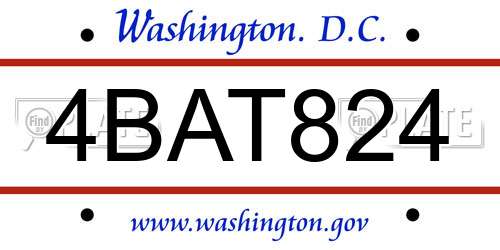 4BAT824 District Of Columbia License Plate