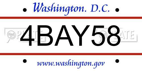 4BAY58 District Of Columbia License Plate