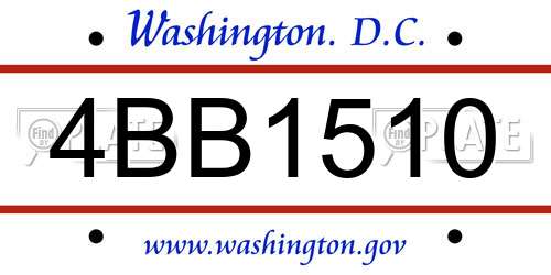 4BB1510 District Of Columbia License Plate