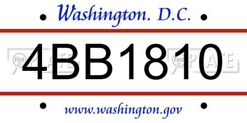 4BB1810 District Of Columbia License Plate