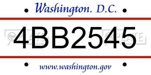 4BB2545 District Of Columbia License Plate