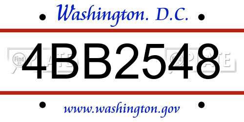 4BB2548 District Of Columbia License Plate