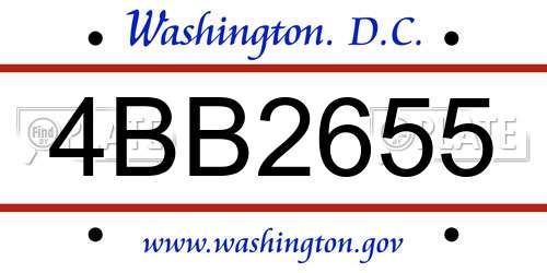 4BB2655 District Of Columbia License Plate