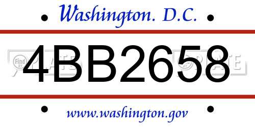 4BB2658 District Of Columbia License Plate