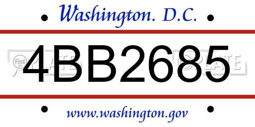 4BB2685 District Of Columbia License Plate