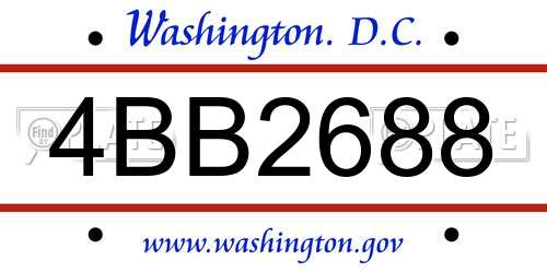 4BB2688 District Of Columbia License Plate