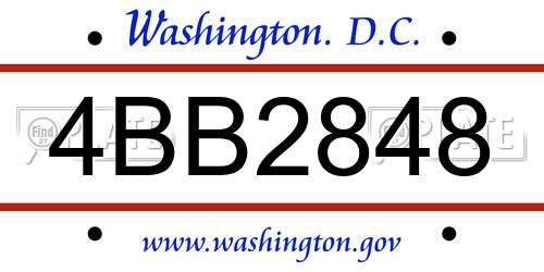 4BB2848 District Of Columbia License Plate