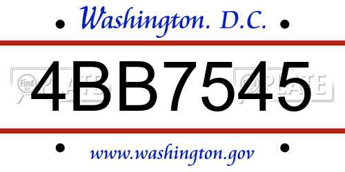 4BB7545 District Of Columbia License Plate