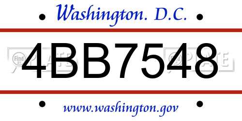 4BB7548 District Of Columbia License Plate