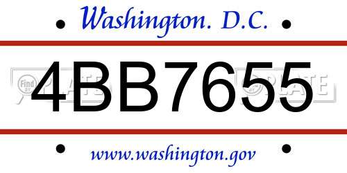 4BB7655 District Of Columbia License Plate