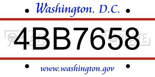 4BB7658 District Of Columbia License Plate