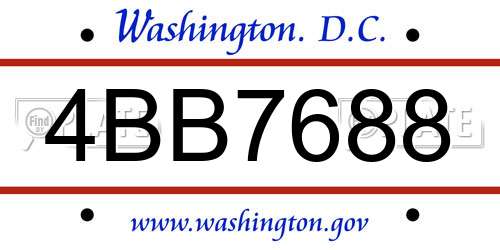 4BB7688 District Of Columbia License Plate