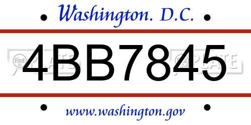 4BB7845 District Of Columbia License Plate