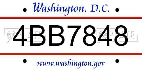 4BB7848 District Of Columbia License Plate