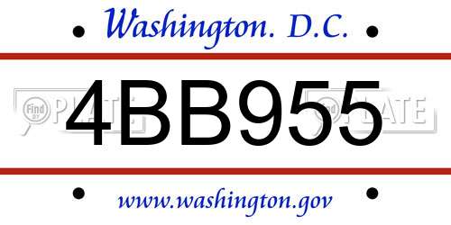 4BB955 District Of Columbia License Plate