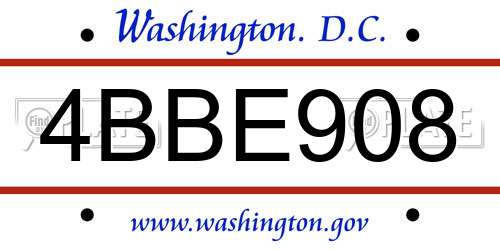 4BBE908 District Of Columbia License Plate