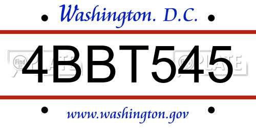 4BBT545 District Of Columbia License Plate