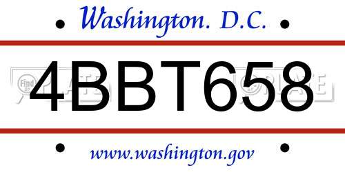 4BBT658 District Of Columbia License Plate