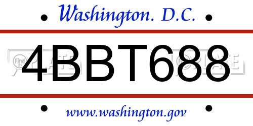 4BBT688 District Of Columbia License Plate