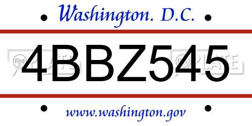 4BBZ545 District Of Columbia License Plate