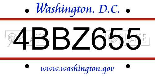 4BBZ655 District Of Columbia License Plate
