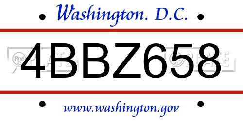 4BBZ658 District Of Columbia License Plate