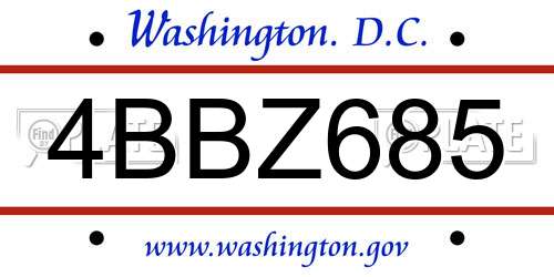 4BBZ685 District Of Columbia License Plate