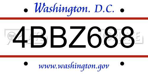 4BBZ688 District Of Columbia License Plate