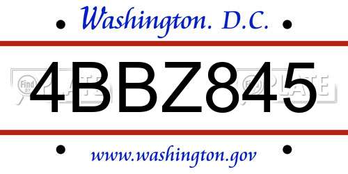 4BBZ845 District Of Columbia License Plate