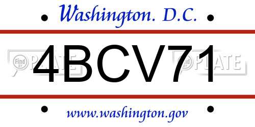 4BCV71 District Of Columbia License Plate