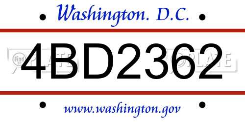 4BD2362 District Of Columbia License Plate