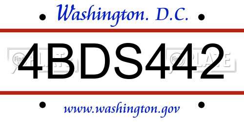 4BDS442 District Of Columbia License Plate