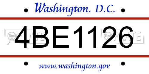 4BE1126 District Of Columbia License Plate