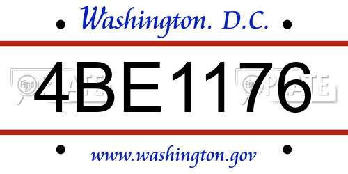 4BE1176 District Of Columbia License Plate