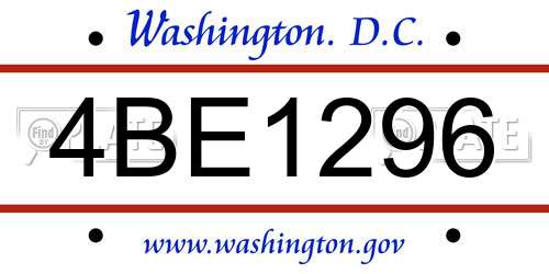 4BE1296 District Of Columbia License Plate