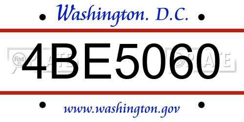 4BE5060 District Of Columbia License Plate