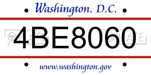 4BE8060 District Of Columbia License Plate