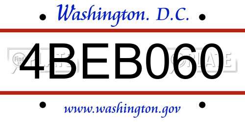 4BEB060 District Of Columbia License Plate