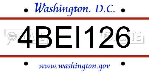4BEI126 District Of Columbia License Plate