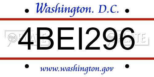 4BEI296 District Of Columbia License Plate